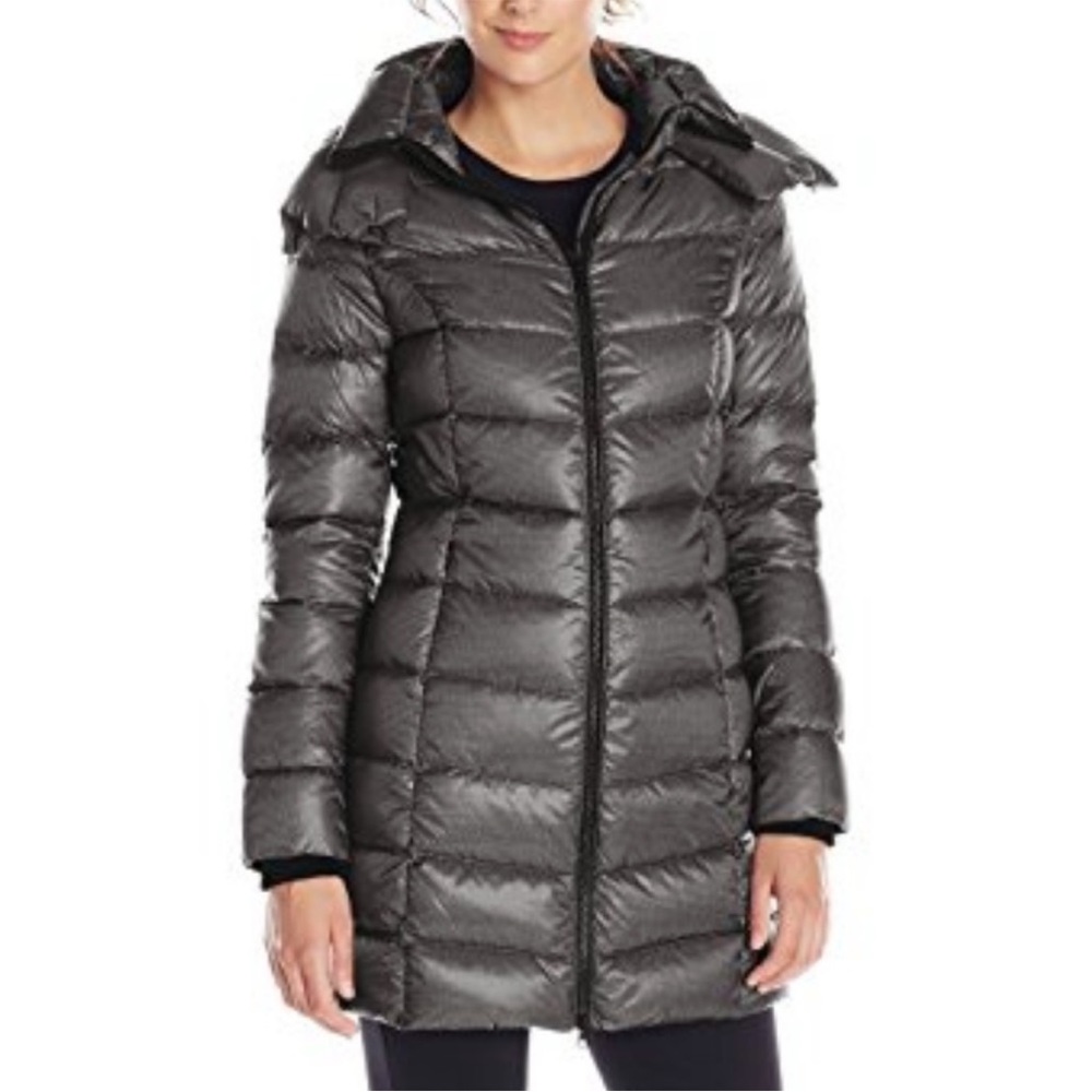 Soia and Kyo hooded down coat. Brown heather. Size S